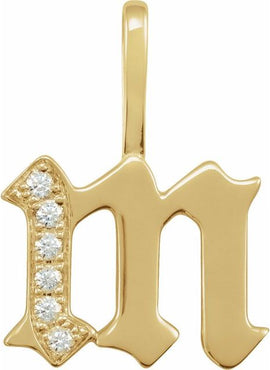 14K Yellow Gold .05 CTW Natural Diamond Gothic Initial A Charm/Pendant
