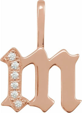 14K Yellow Gold .05 CTW Natural Diamond Gothic Initial A Charm/Pendant