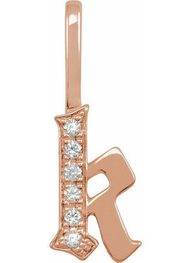 14K Yellow Gold .05 CTW Natural Diamond Gothic Initial A Charm/Pendant