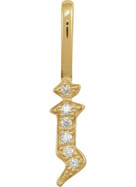 14K Yellow Gold .05 CTW Natural Diamond Gothic Initial A Charm/Pendant
