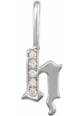14K Yellow Gold .05 CTW Natural Diamond Gothic Initial A Charm/Pendant