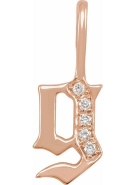 14K Yellow Gold .05 CTW Natural Diamond Gothic Initial A Charm/Pendant