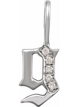 14K Yellow Gold .05 CTW Natural Diamond Gothic Initial A Charm/Pendant