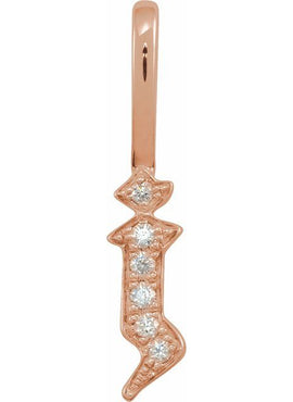 14K Yellow Gold .05 CTW Natural Diamond Gothic Initial A Charm/Pendant