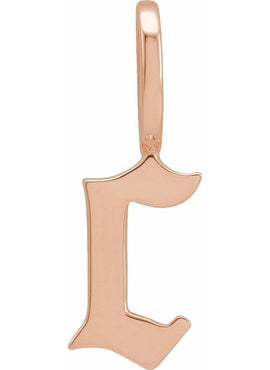 14K Rose Gold Gothic Initial A Charm/Pendant
