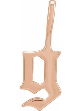 14K Rose Gold Gothic Initial A Charm/Pendant