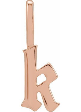 14K Rose Gold Gothic Initial A Charm/Pendant
