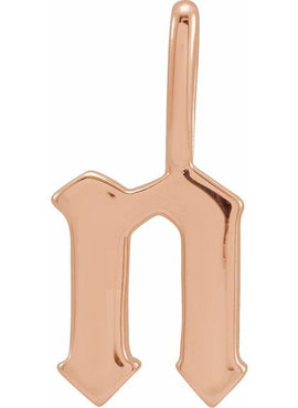 14K Rose Gold Gothic Initial A Charm/Pendant