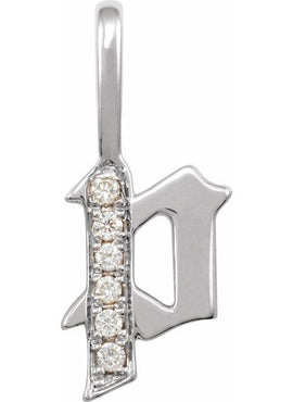 14K Yellow Gold .05 CTW Natural Diamond Gothic Initial A Charm/Pendant