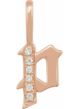 14K Yellow Gold .05 CTW Natural Diamond Gothic Initial A Charm/Pendant