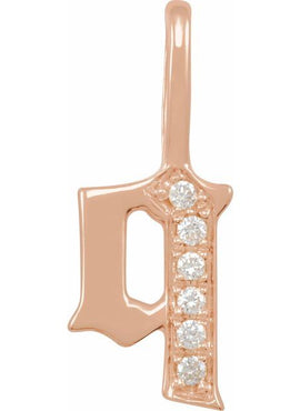 14K Yellow Gold .05 CTW Natural Diamond Gothic Initial A Charm/Pendant