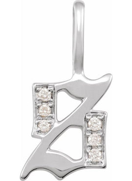 14K Yellow Gold .05 CTW Natural Diamond Gothic Initial A Charm/Pendant