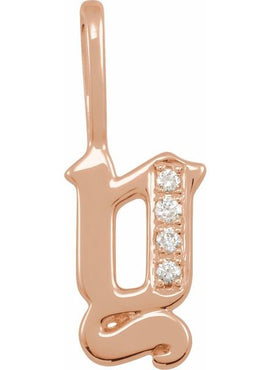 14K Yellow Gold .05 CTW Natural Diamond Gothic Initial A Charm/Pendant