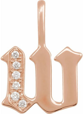 14K Yellow Gold .05 CTW Natural Diamond Gothic Initial A Charm/Pendant