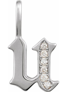 14K Yellow Gold .05 CTW Natural Diamond Gothic Initial A Charm/Pendant