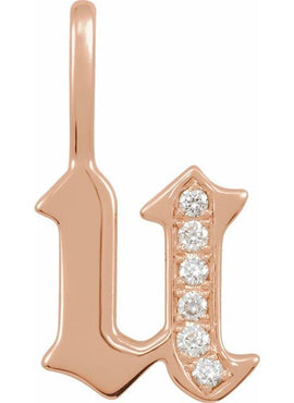 14K Yellow Gold .05 CTW Natural Diamond Gothic Initial A Charm/Pendant