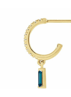 14K White Gold Natural London Blue Topaz & .08 CTW Natural Diamond French-Set Hoop Earrings