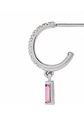 14K White Gold Natural London Blue Topaz & .08 CTW Natural Diamond French-Set Hoop Earrings