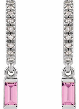 14K White Gold Natural London Blue Topaz & .08 CTW Natural Diamond French-Set Hoop Earrings