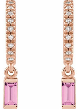 14K White Gold Natural London Blue Topaz & .08 CTW Natural Diamond French-Set Hoop Earrings