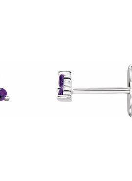 14K White Gold Natural Mozambique Three Stone Earrings