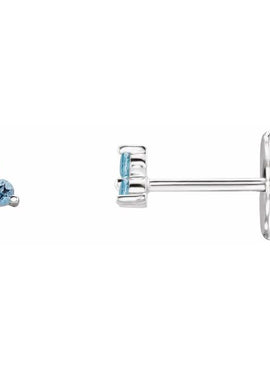14K White Gold Natural Mozambique Three Stone Earrings