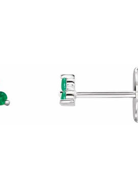 14K White Gold Natural Mozambique Three Stone Earrings