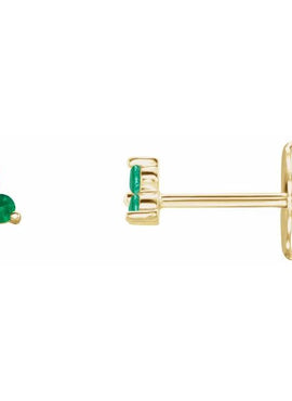 14K White Gold Natural Mozambique Three Stone Earrings