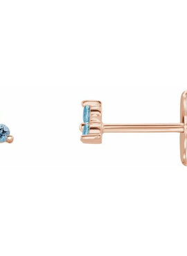 14K White Gold Natural Mozambique Three Stone Earrings