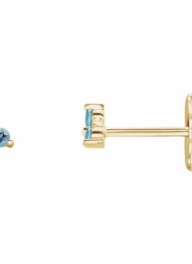 14K White Gold Natural Mozambique Three Stone Earrings