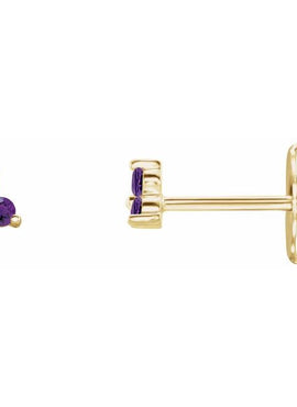 14K White Gold Natural Mozambique Three Stone Earrings