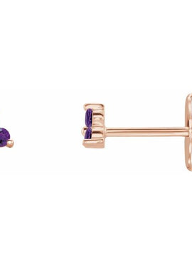 14K White Gold Natural Mozambique Three Stone Earrings