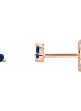 14K White Gold Natural Mozambique Three Stone Earrings