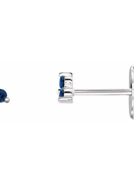 14K White Gold Natural Mozambique Three Stone Earrings