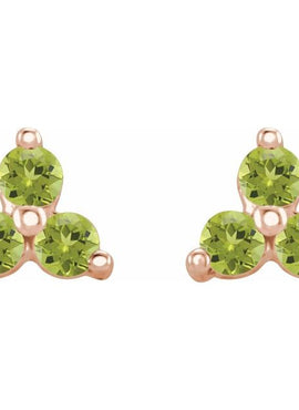 14K White Gold Natural Mozambique Three Stone Earrings