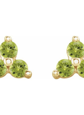 14K White Gold Natural Mozambique Three Stone Earrings