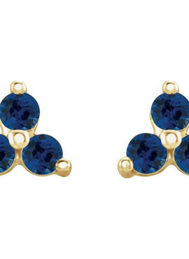 14K White Gold Natural Mozambique Three Stone Earrings