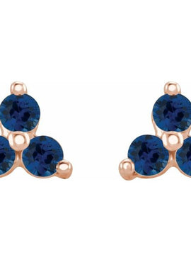 14K White Gold Natural Mozambique Three Stone Earrings
