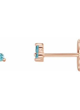 14K White Gold Natural Mozambique Three Stone Earrings