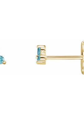 14K White Gold Natural Mozambique Three Stone Earrings