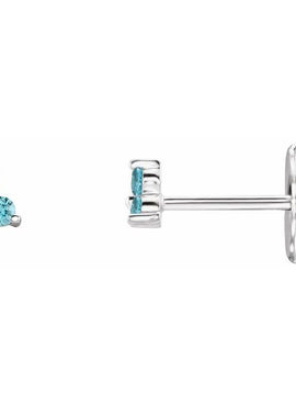 14K White Gold Natural Mozambique Three Stone Earrings