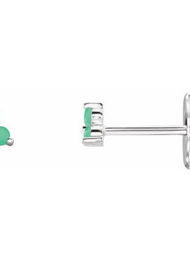 14K White Gold Natural Mozambique Three Stone Earrings