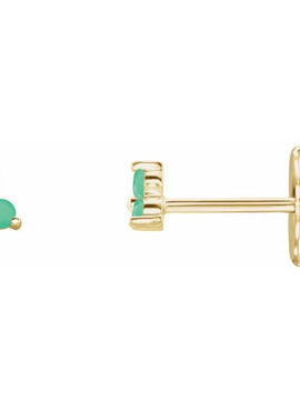 14K White Gold Natural Mozambique Three Stone Earrings
