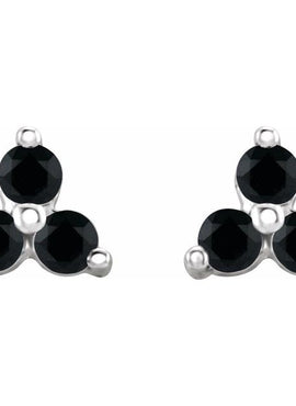 14K White Gold Natural Mozambique Three Stone Earrings
