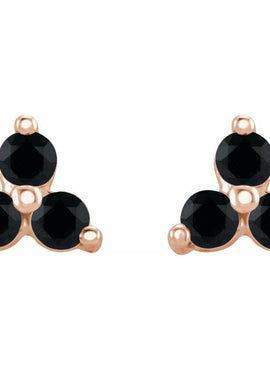 14K White Gold Natural Mozambique Three Stone Earrings