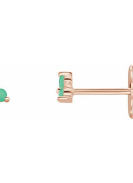 14K White Gold Natural Mozambique Three Stone Earrings