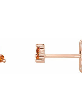 14K White Gold Natural Mozambique Three Stone Earrings