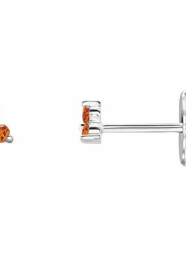 14K White Gold Natural Mozambique Three Stone Earrings