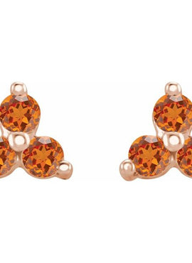 14K White Gold Natural Mozambique Three Stone Earrings