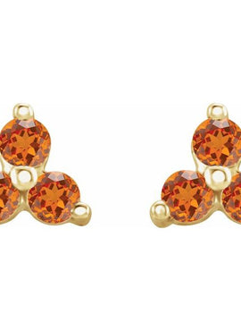 14K White Gold Natural Mozambique Three Stone Earrings